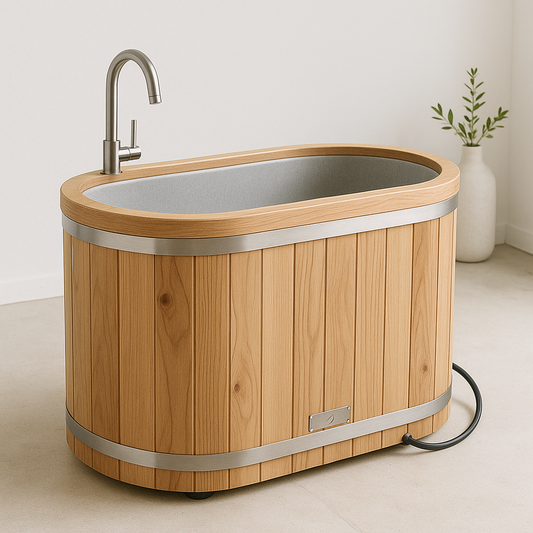 Compact Oval Wooden Cold Plunge Tub